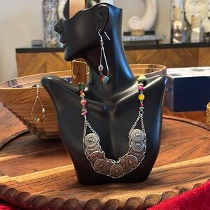 Boho multi colored turquoise howlight with multi colored stone necklace